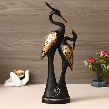 eCraftIndia Black Loving Swan Couple Handcrafted Polyresin Decorative Showpiece