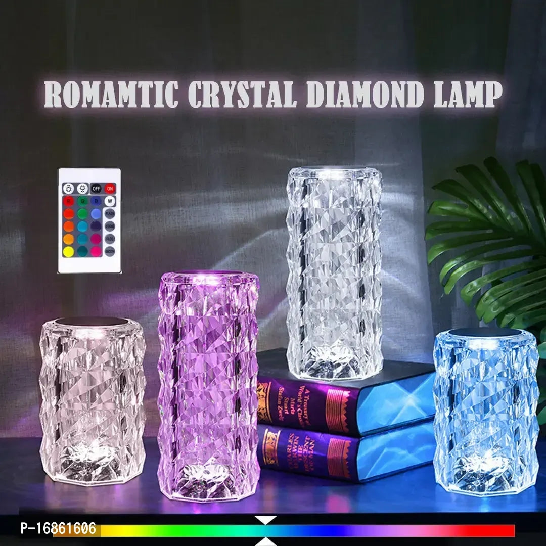 Crystal Table Lamp Rose Lamp with Touch Control, 16 Colors Changing RGB Night Light, Romantic Valentines Day Gift Night Light, USB Rechargeable Battery LED Lamp for Bedroom Living Room Party Decor