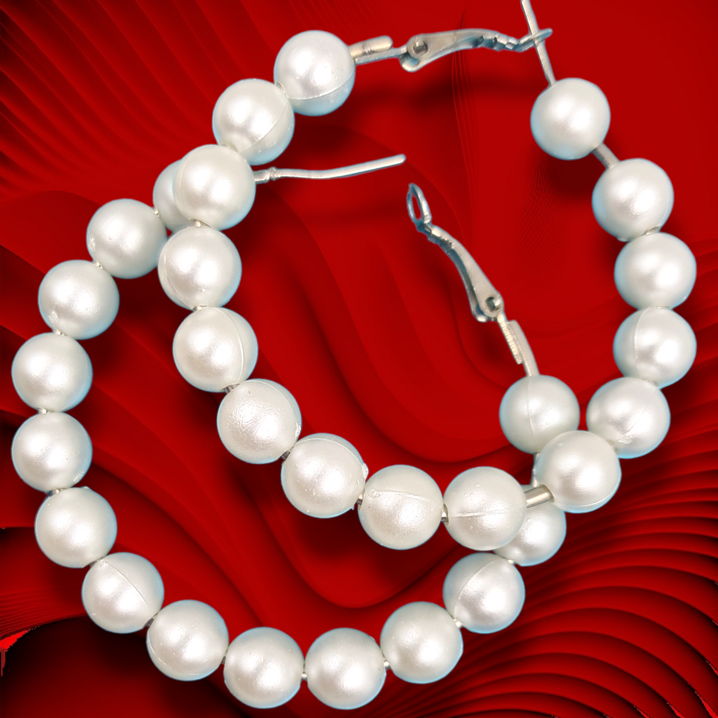 "Pearlescent Delight: Plastic Pearl Earrings"