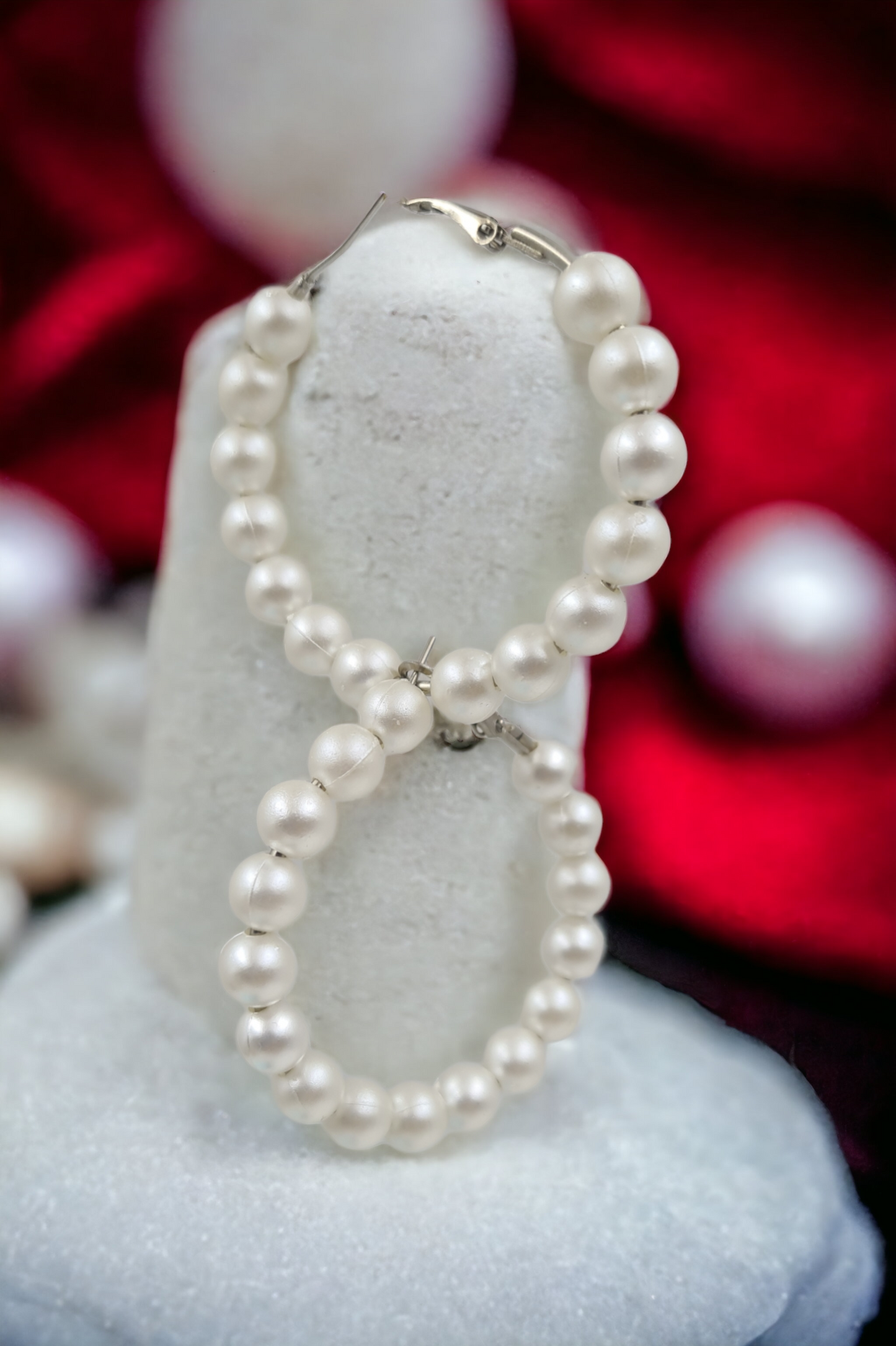 "Pearlescent Delight: Plastic Pearl Earrings"