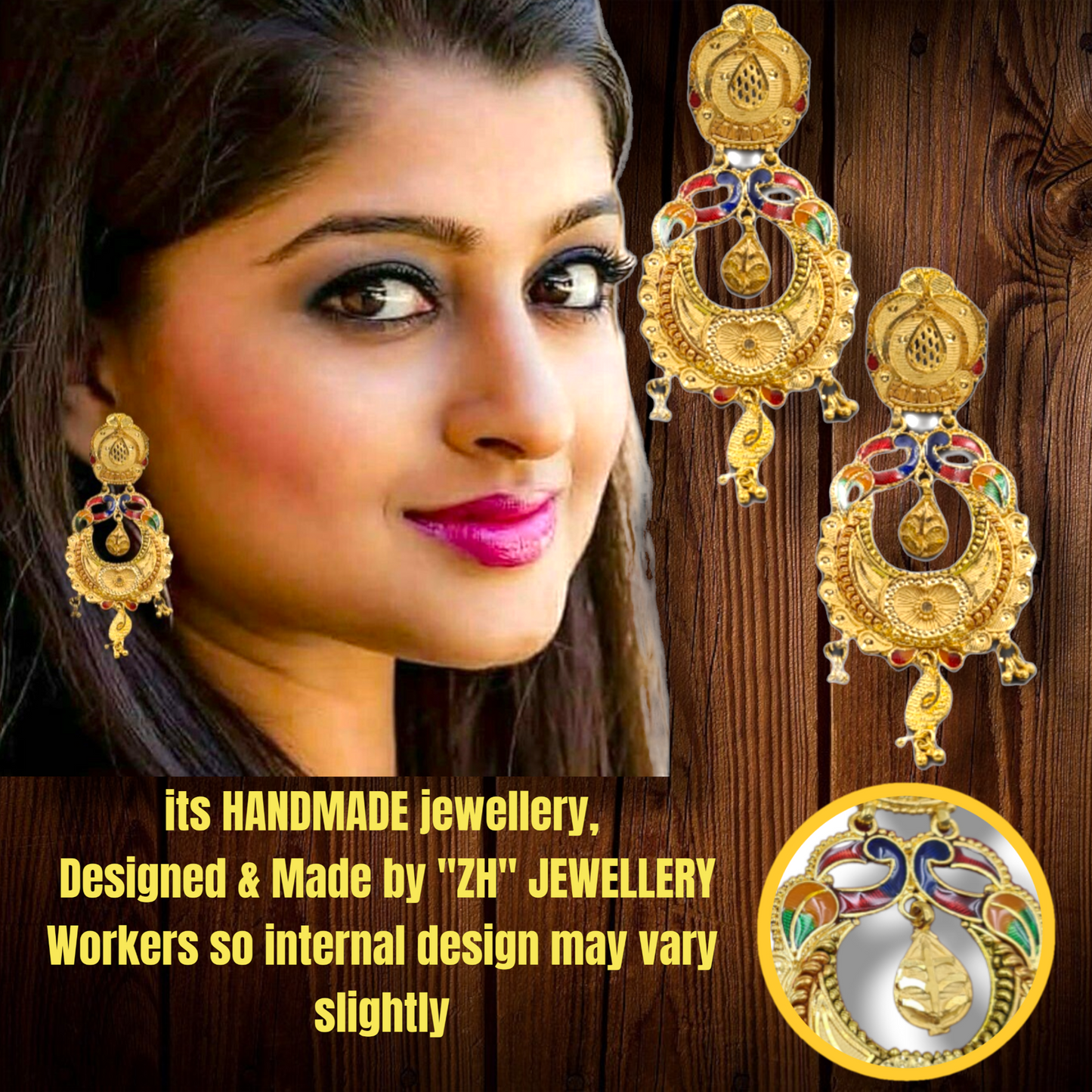 "Handmade Gold-Plated Earrings with Stunning Crystal"