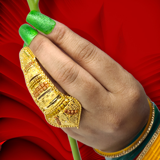 "Elegance in Gold: Gold-Plated Comfort-Fit Finger Ring"