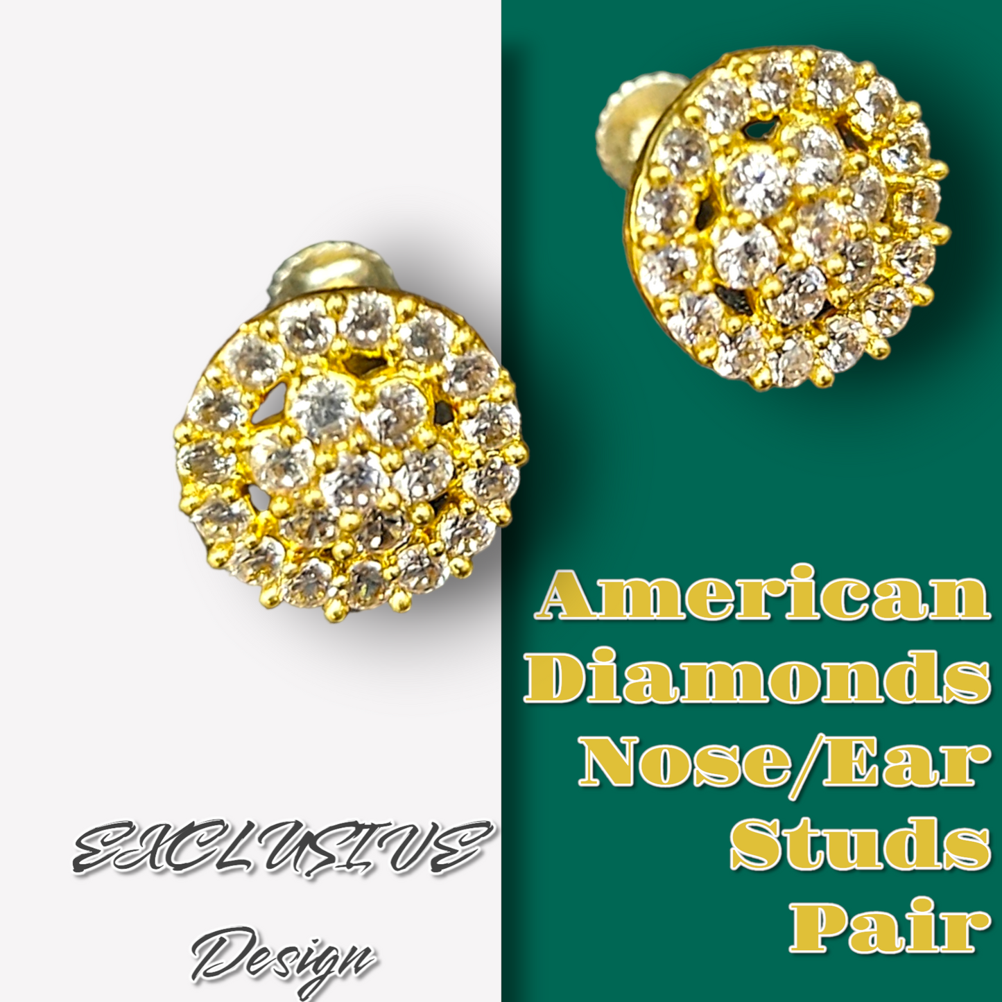 "Timeless Sparkle: White Zirconia Nose and Ear Studs