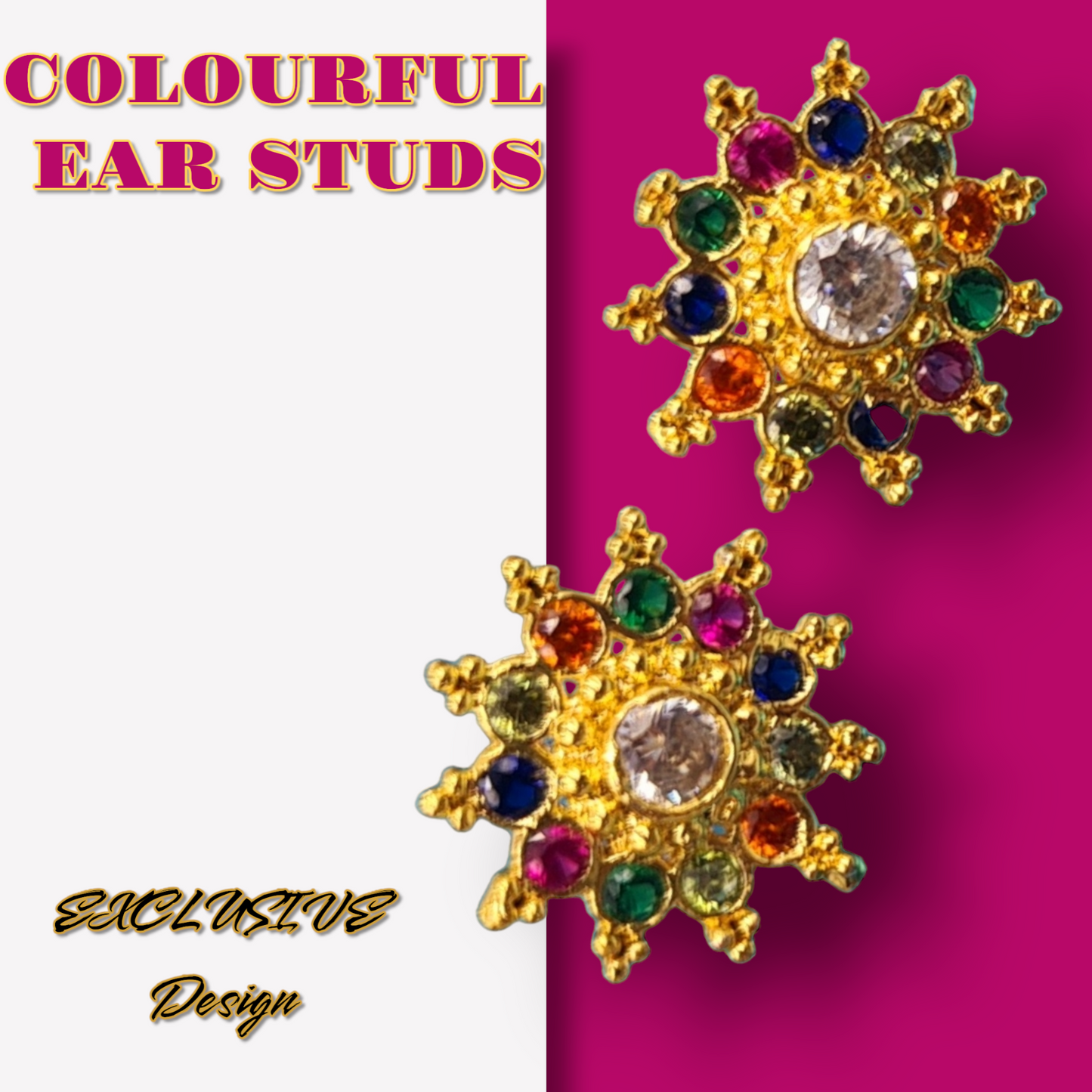 "Stunning Oversized Colored Sunflower Nose and Ear Studs"