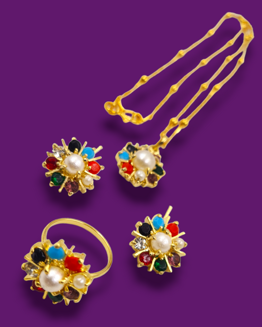 "Elegant Gold-Plated Pendant with Matching Earrings Jewellery Set"