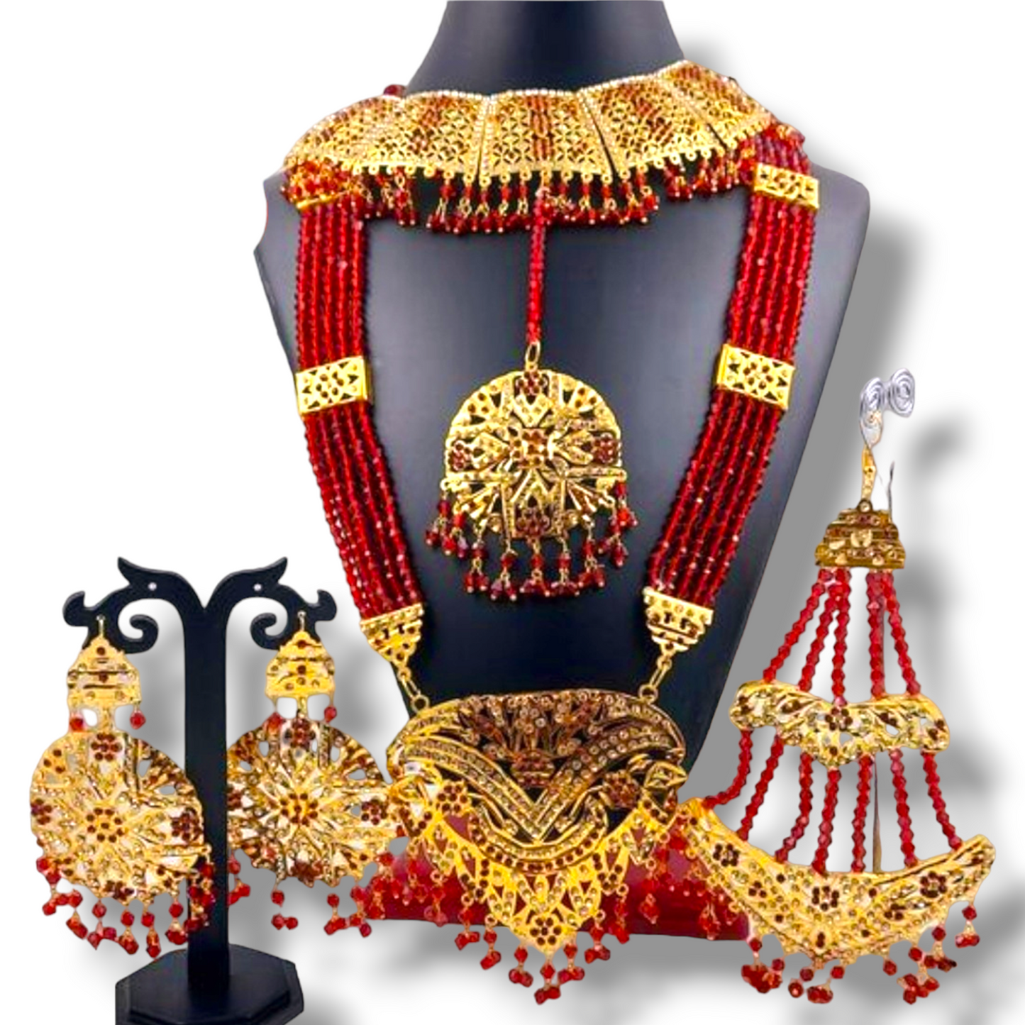 "Elegant Gold-Plated Necklace with Matching Earrings Jewellery Set"