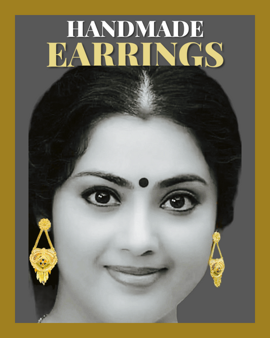 "Golden Touch: Handmade Earrings Adorned with Stunning Crystal"