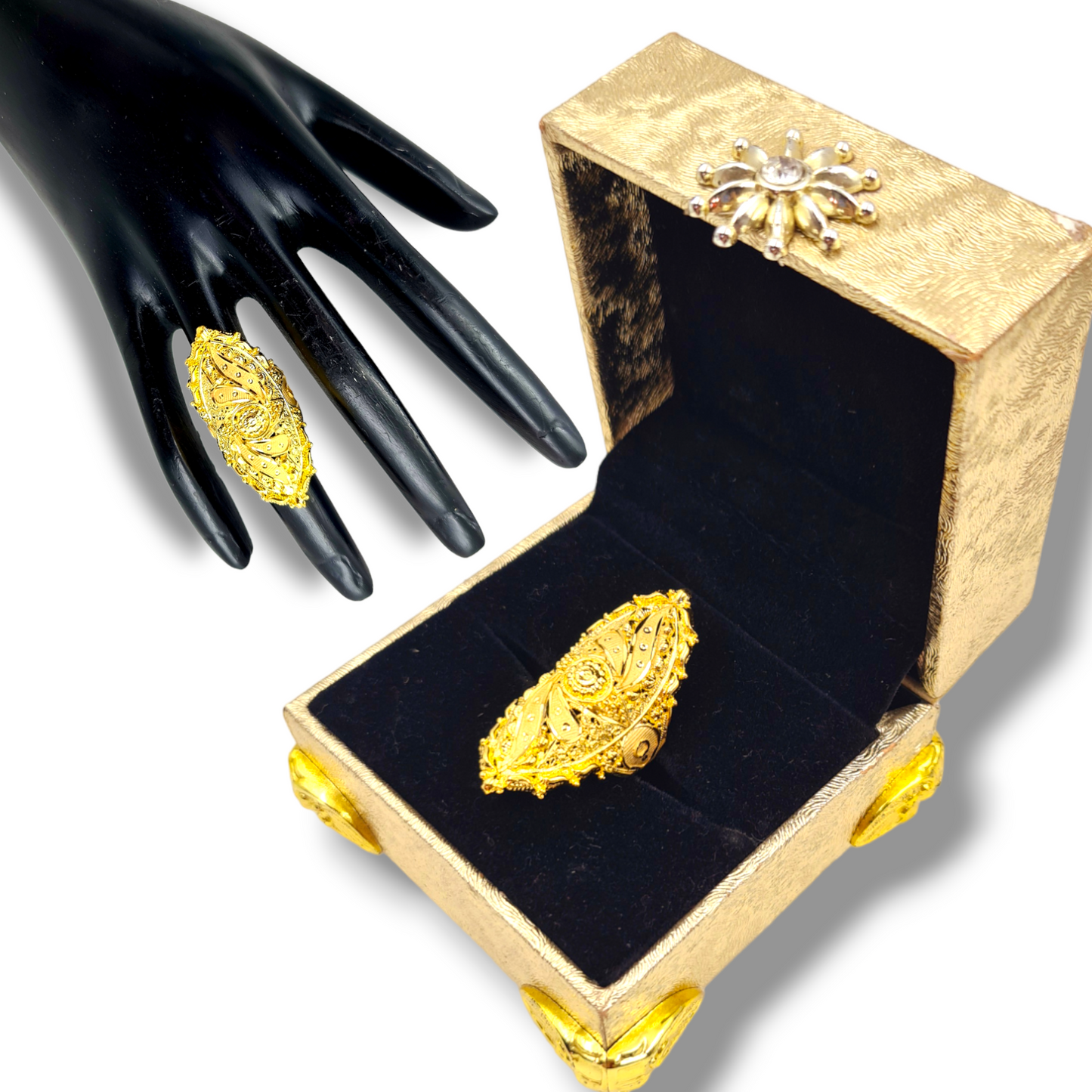"Gilded Glamour: The Gold-Plated Comfort-Fit Finger Ring"