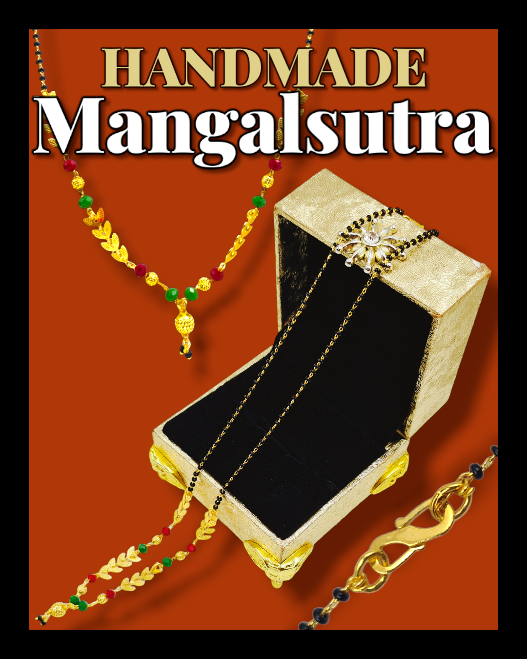 "Elegant Union: Gold-Plated Mangalsutra Adorned with Black Beads"
