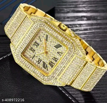 New Trending Premium Gold Diamond Stone Watches For Boys & Men For Party wear & Daily wear 
Name: New Trending Premium Gold Diamond Stone Watches For Boys & Men For Party wear & Daily wear 
Strap Material: Stainless Steel
Clasp Type: Stainless Steel Buckl